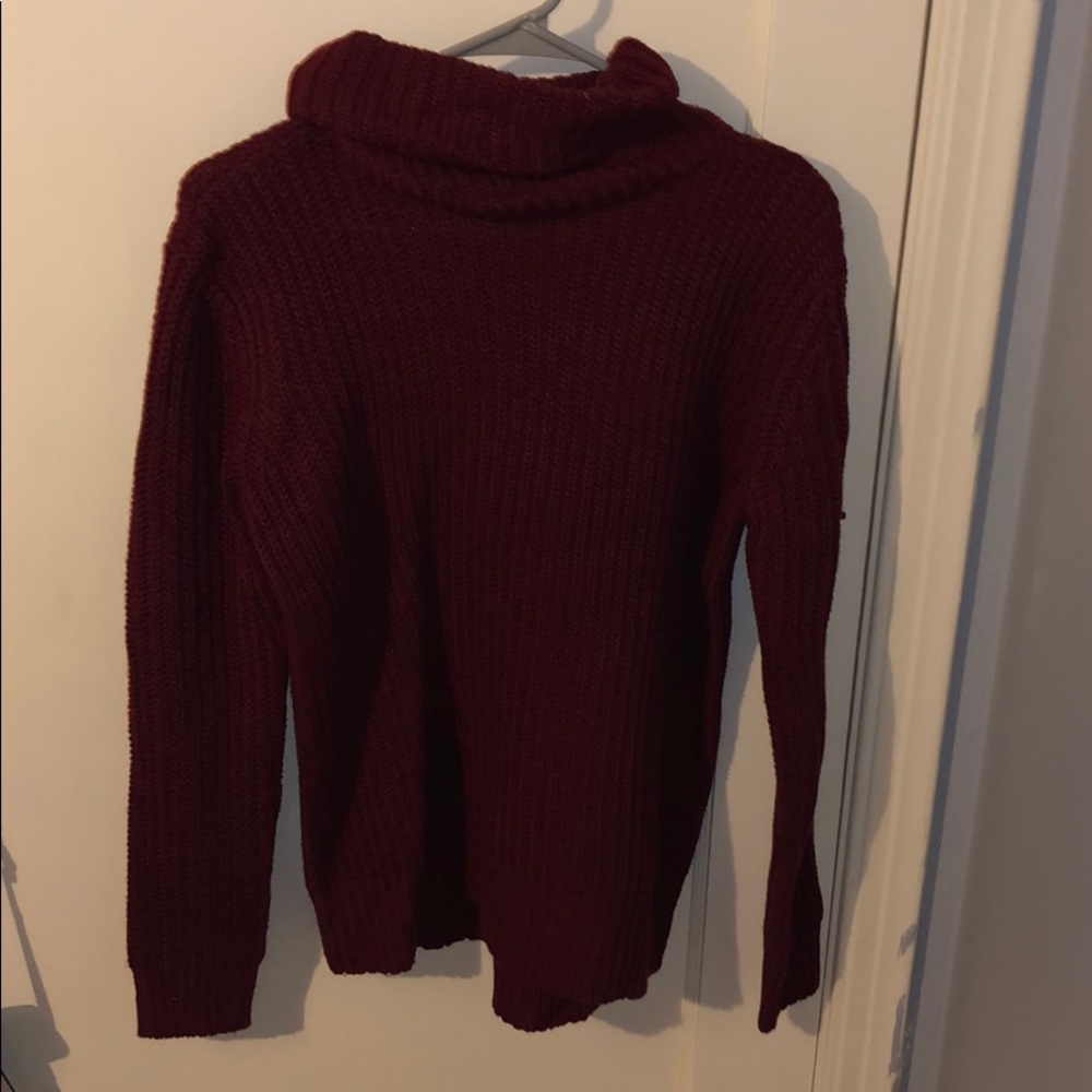 cranberry turtleneck sweater